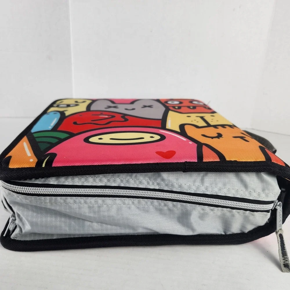Case-it 3 Ring Zipper Binder Cartoon Monster Print 5-Tab Expanding File Handle
